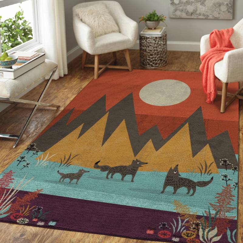 A cute wolf pack in an enchanted scenery!!! – Animals Area Rug Carpet