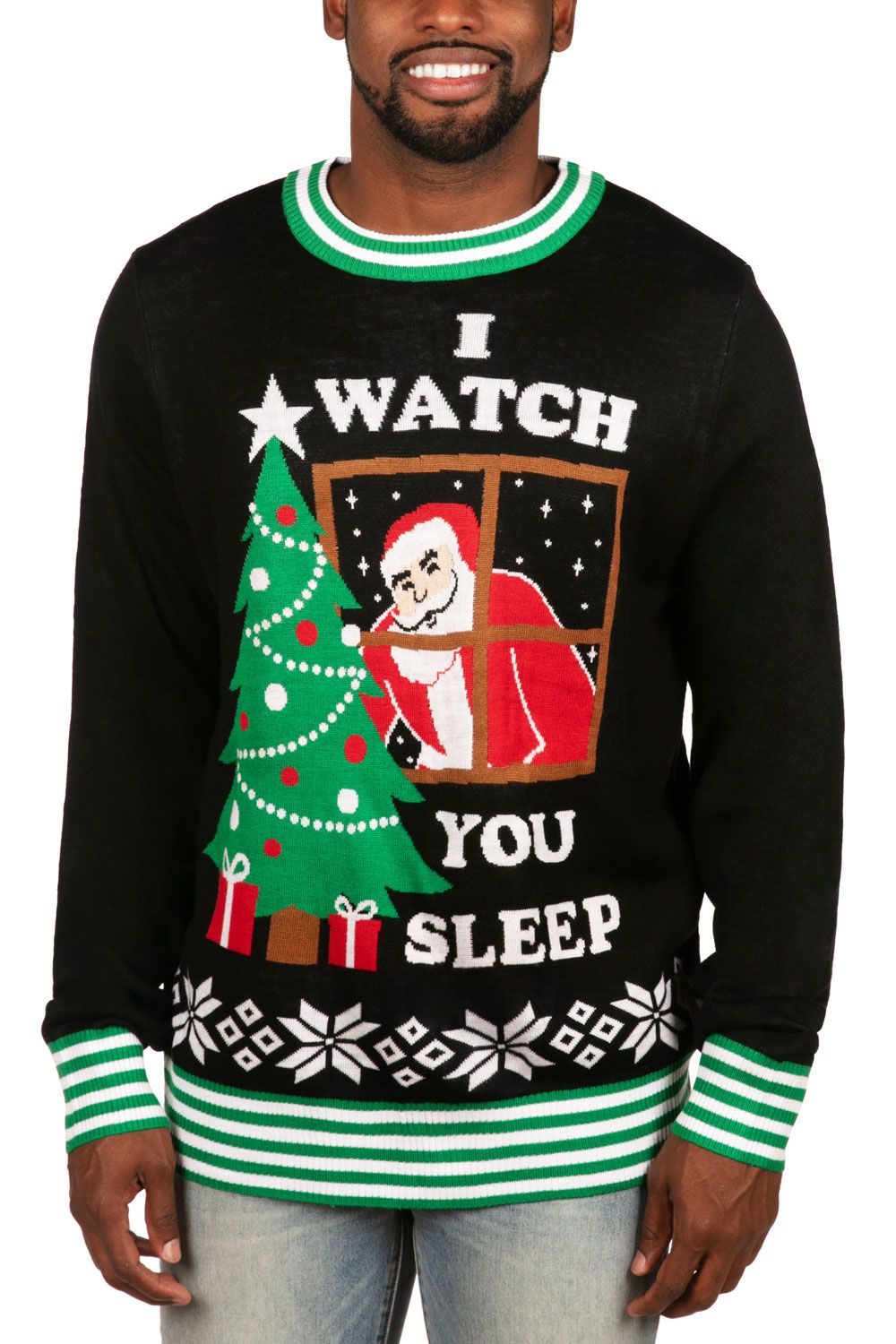 Tipsy Elves Men’S I Watch You Sleep Ugly Christmas Sweater