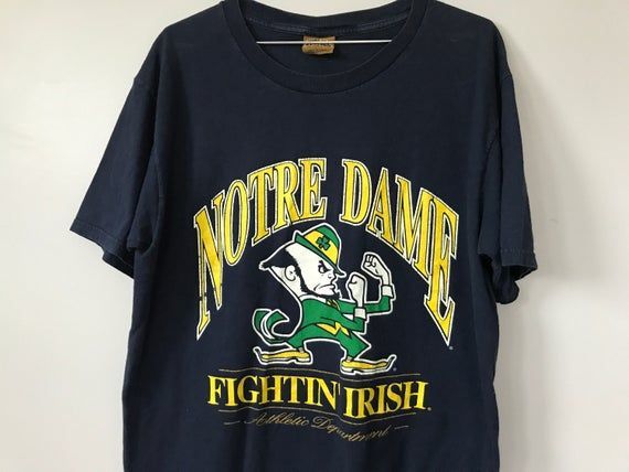 Vintage 90S Nutmeg Notre Dame Fighting Irish Short Sleeve Shirt Football Large University Usa Shirt