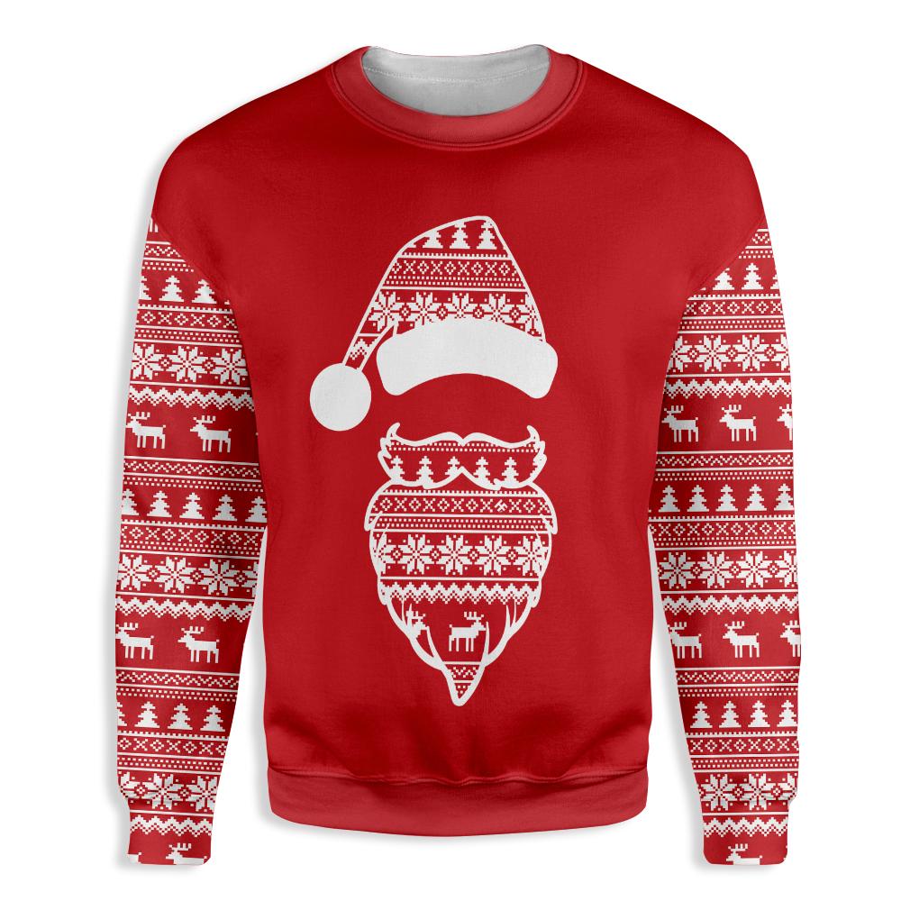 Ugly Christmas Pattern Santa Claus Face Ez20 1210 All Over Print Sweatshirt