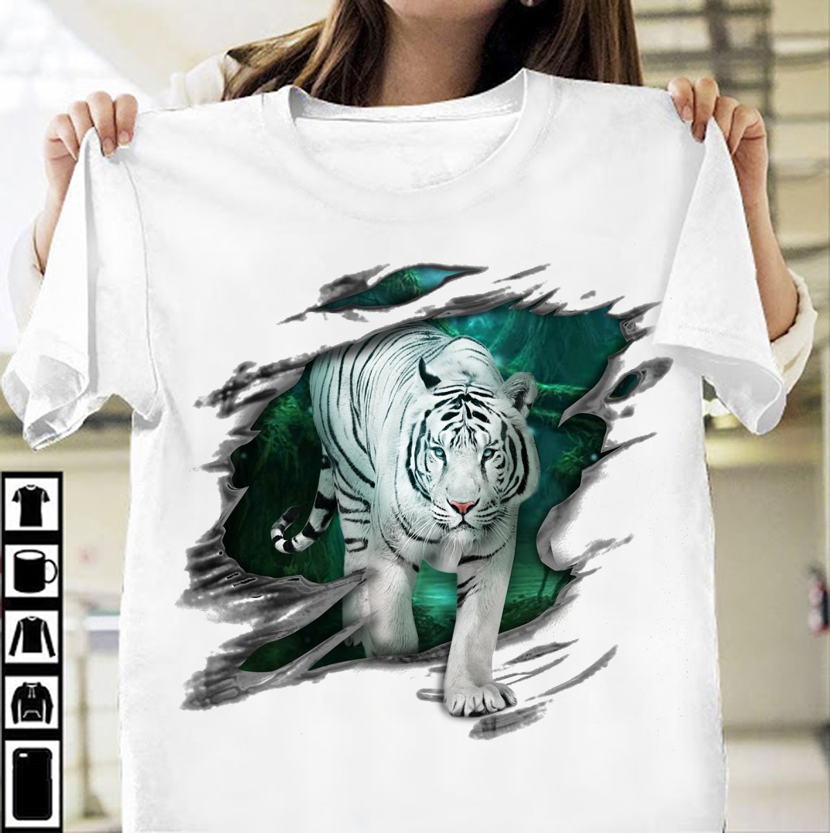 White Tiger Tiger Freedom Graphic Unisex T-shirt Hoodie All Color Plus Size Up To 5xl