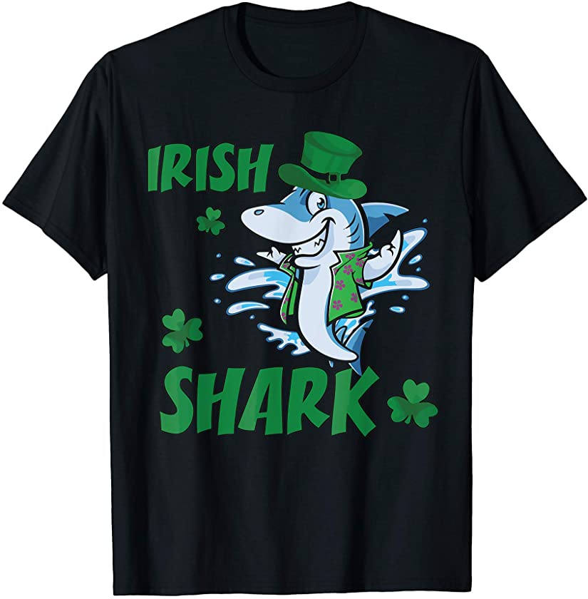 St Patricks Day Shirt Kids Toddler Women Men Irish Shark T-Shirt