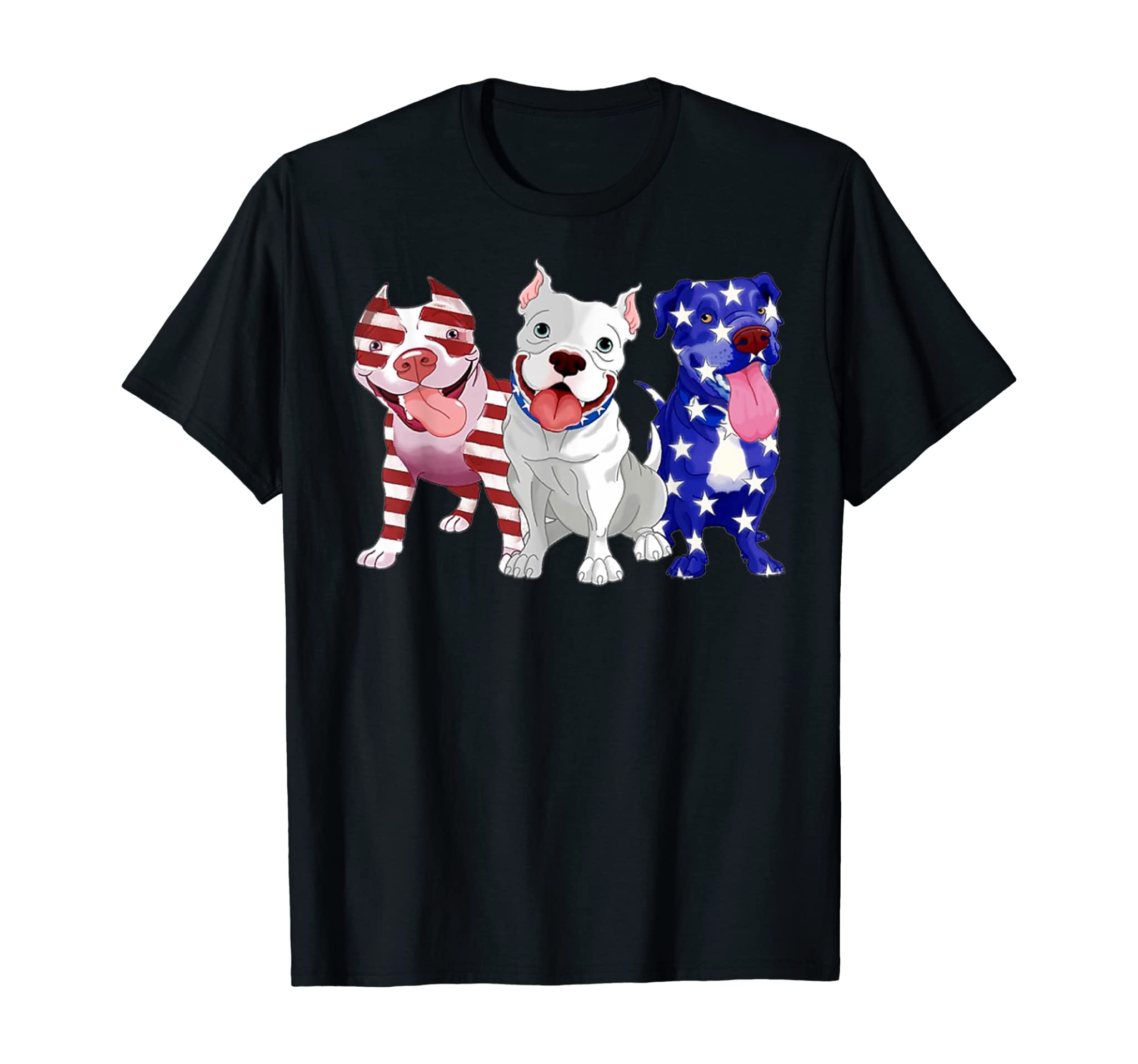 Pitbull dogs American flag Happy independence day T-Shirt