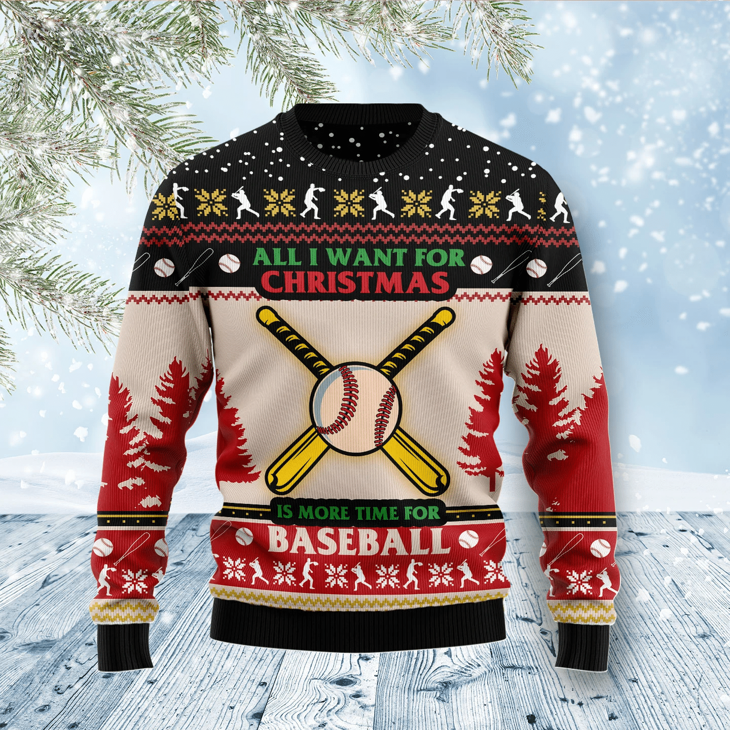 Time For Baseball Christmas Ugly Sweater