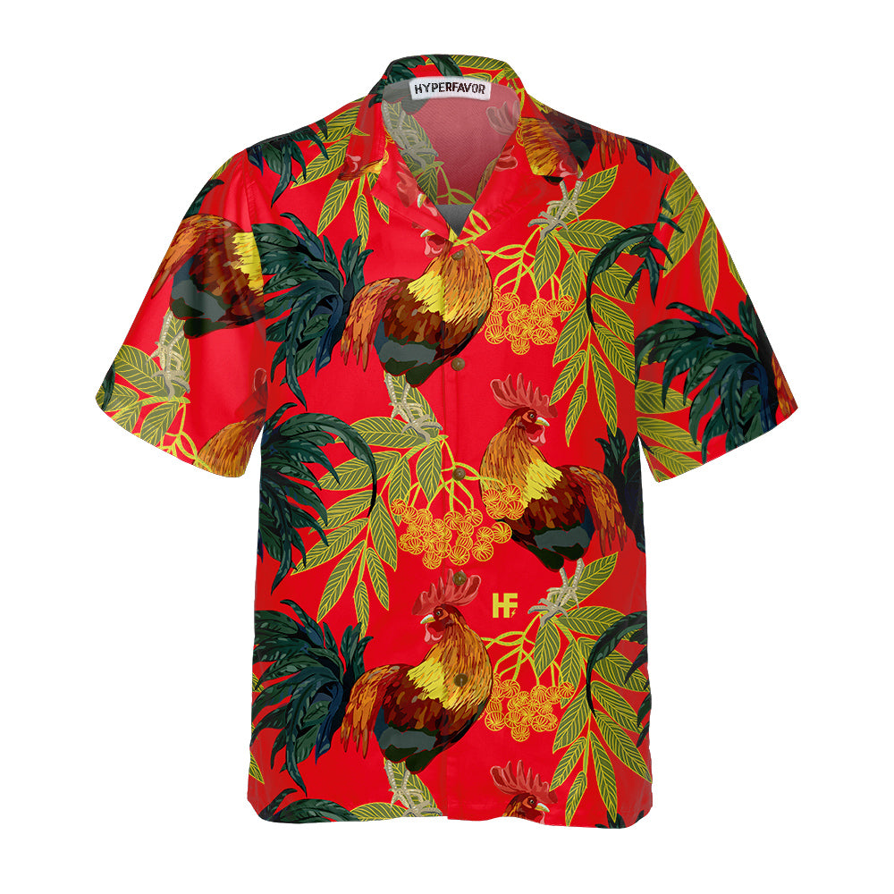 Fiery Red Rooster Hawaii Unique Chicken Shirt For Men Women Ha21503