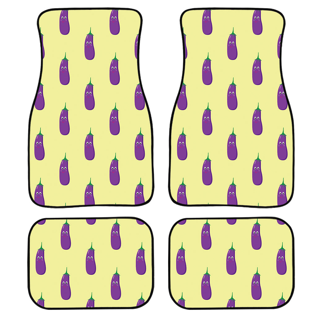 Cute Eggplant Pattern Print Front And Back Car Floor Mats, Front Car Mat