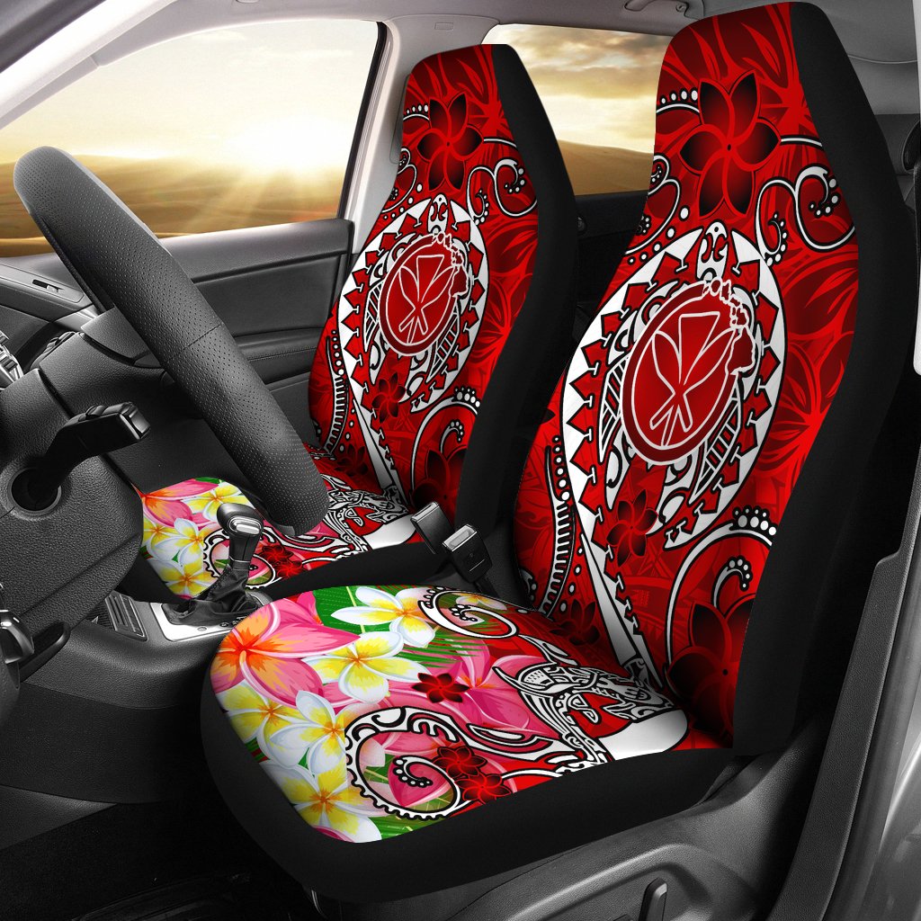 Hawaii Car Seat Covers Turtle Plumeria Polynesian Tattoo Red Color