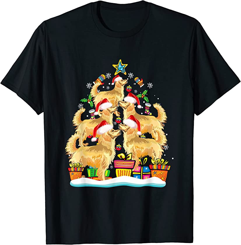 Christmas Pajama Golden Retriever Tree Xmas Puppy Dog T-Shirt