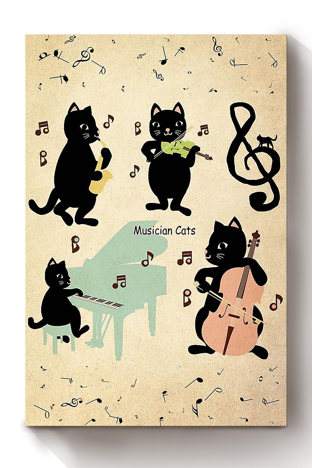 Musician Cat Animal Wall Art Gift For Cat Lover International Cat Day Kitten Foster Music Lover Canvas