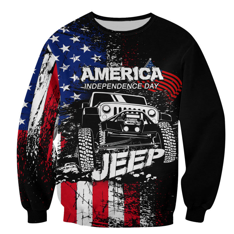 (Custom Personalised) American Independence Day Jeep Sweater Shirt Lt6