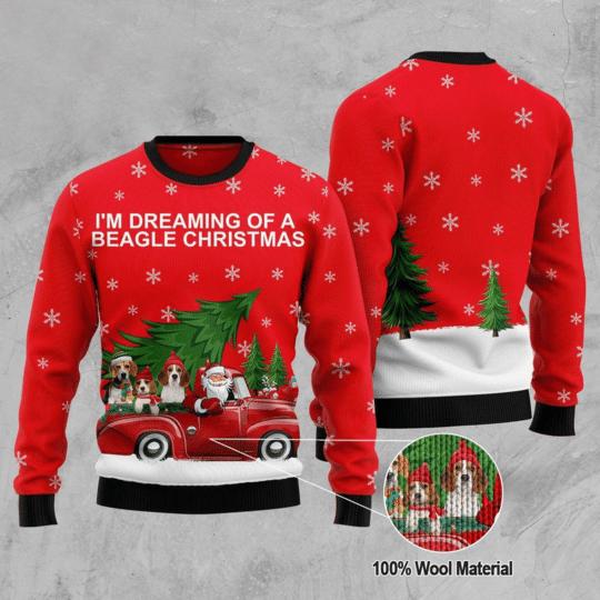 BEAGLE CHRISTMAS UGLY SWEATER  HN161221