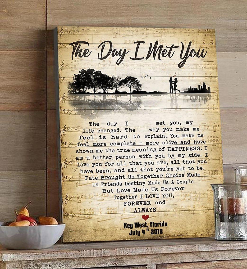 [Personalized Name & Date] The Day I Met You – Gift For Wife, Lovely Gift, Gift For Home Decor – Horizontal Canvas Matte Canvas Wall Art