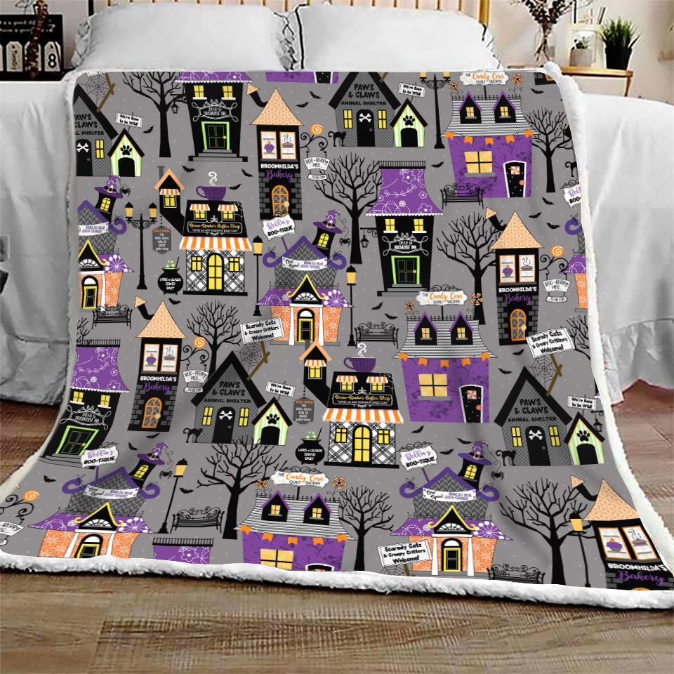 Candy Town Halloween Sofa Fleece Throw Blanket | Halloween Gifts