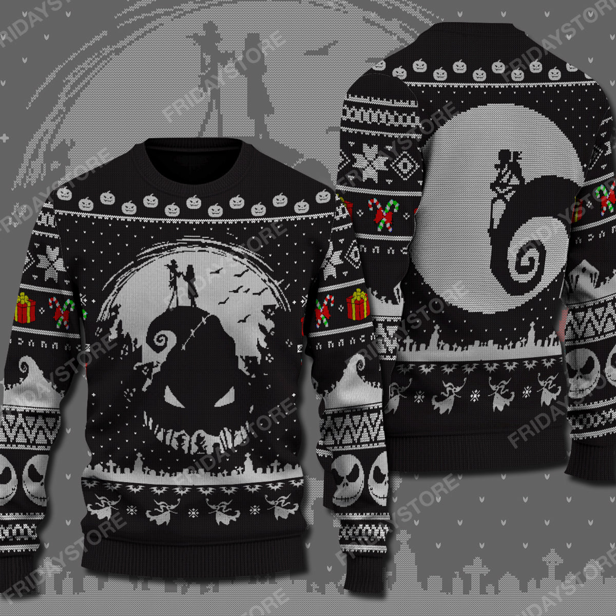 Unifinz Tnbc Sweater Jack And Sally Nightmare Christmas Sweater Cool High Quality Tnbc Ugly Sweater 2022