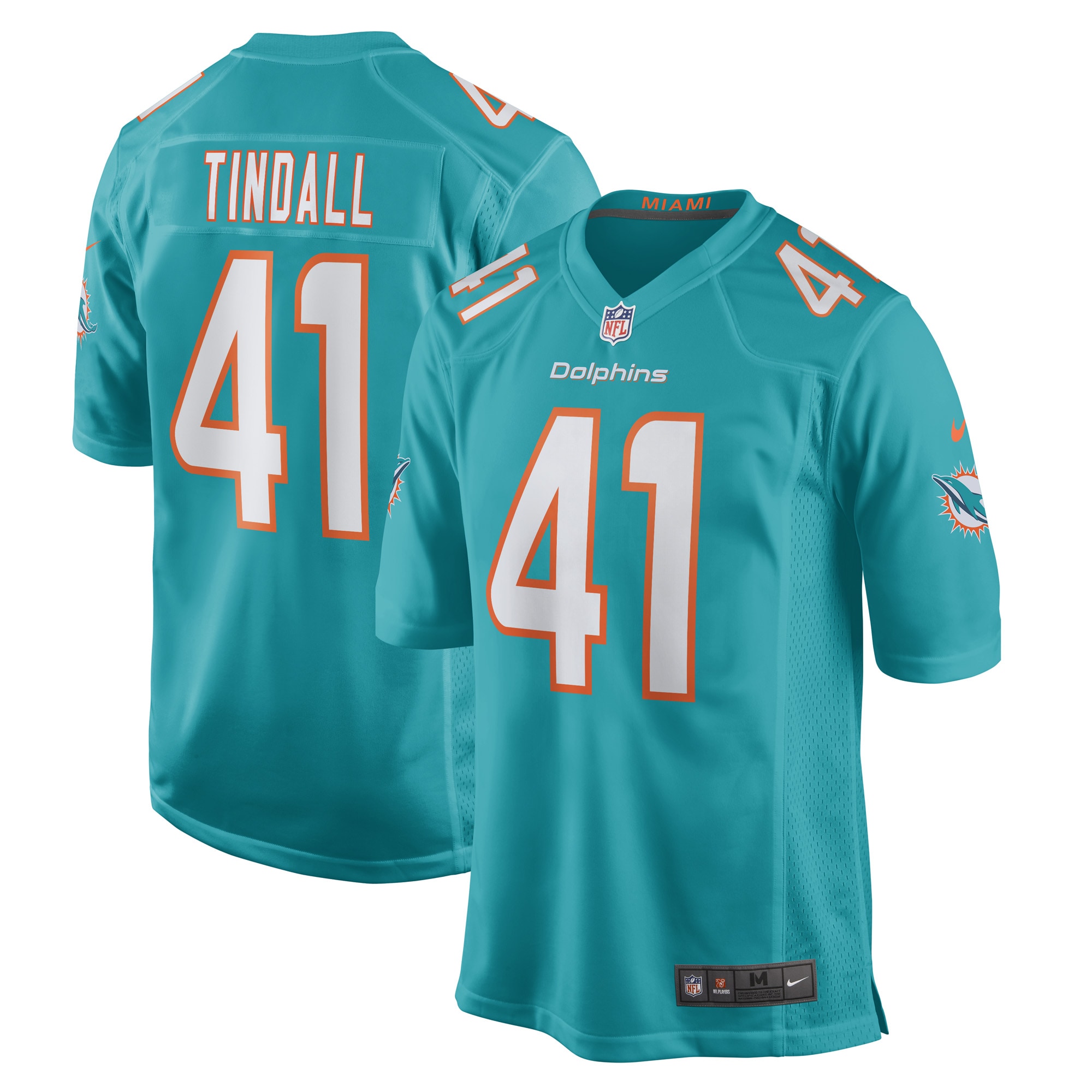 Channing Tindall Miami Dolphins Game Player Jersey – Aqua