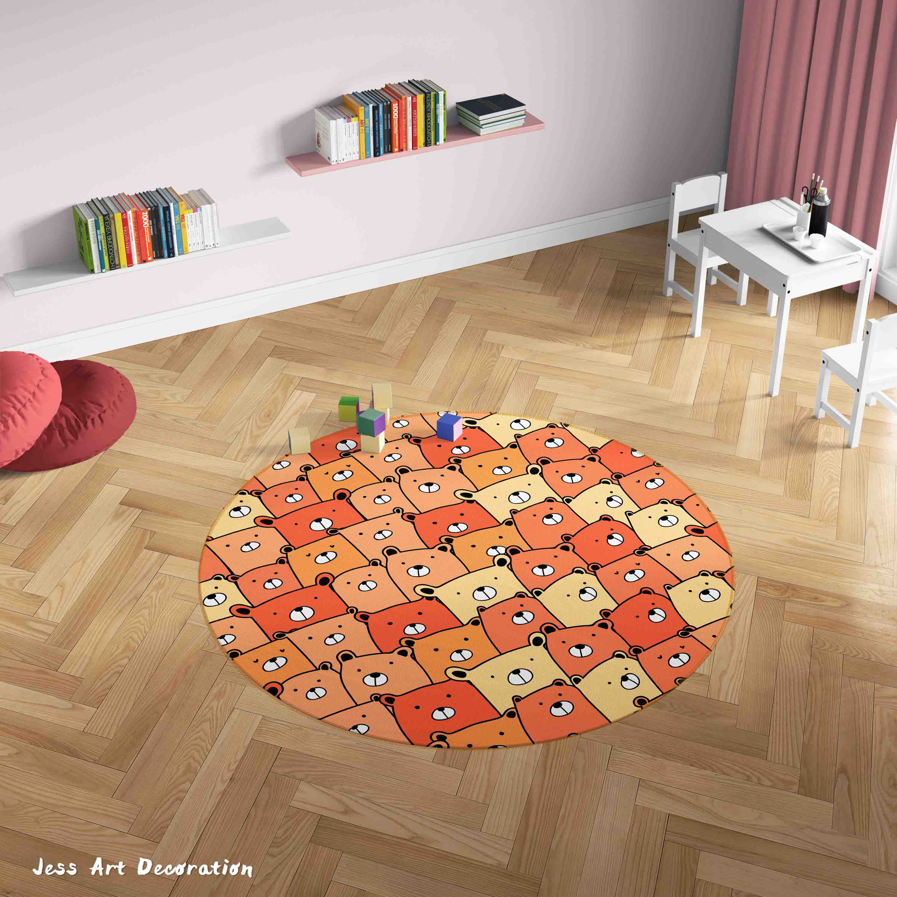 3D Cartoon Animal Bear Kids Non-Slip Round Rug Mat 71