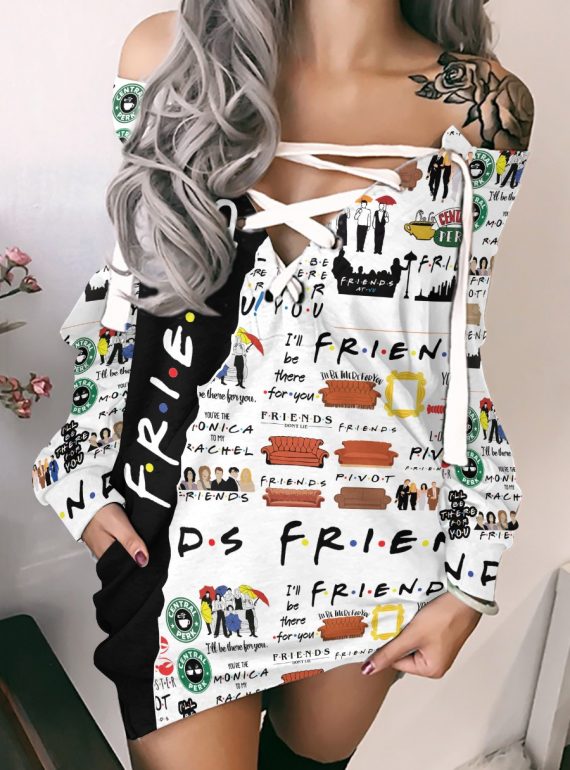 Friends Themed Gifts Friends Tv Show Friends V-Neck Off Shoulder Long Sleeve Dress