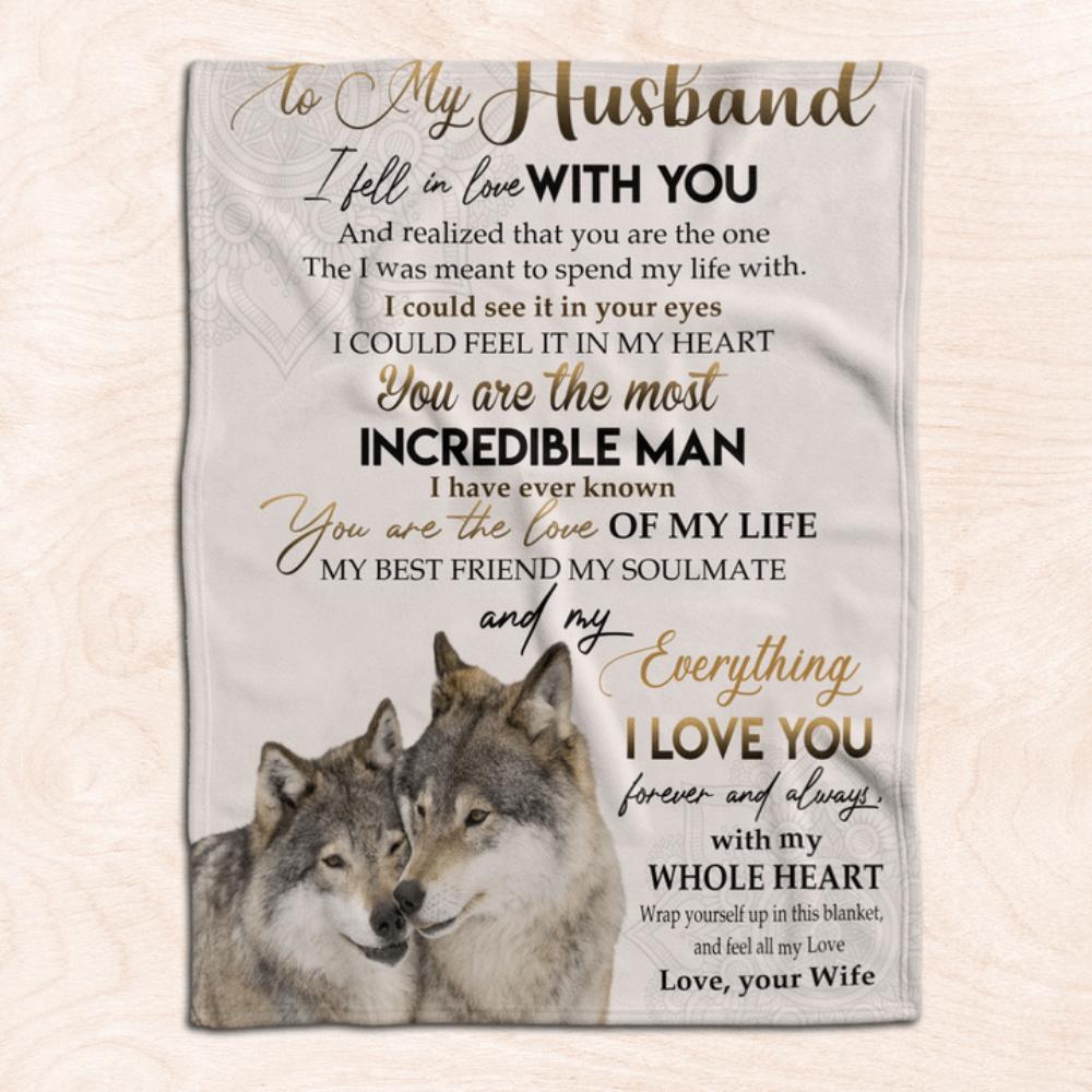 To My Husband Wolf Fleece Blanket Family Gift Home Decor Bedding Couch Sofa Soft And Comfy Cozy