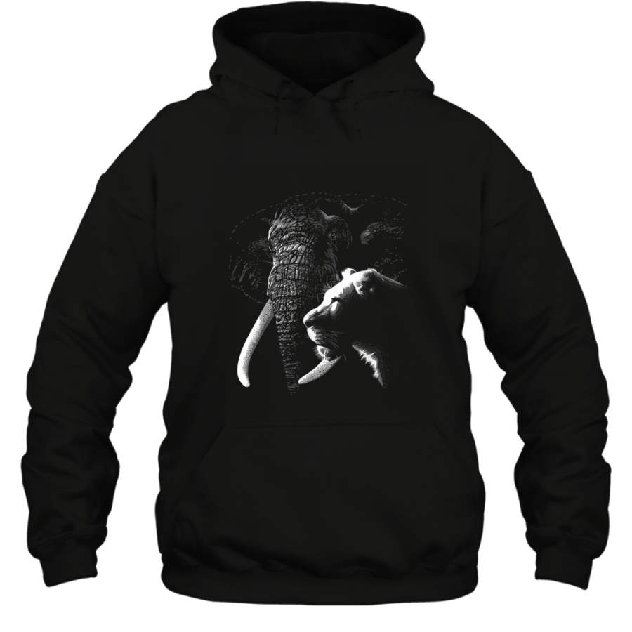 Lion and Elephant the beast animals in Africa shirt Hoodie