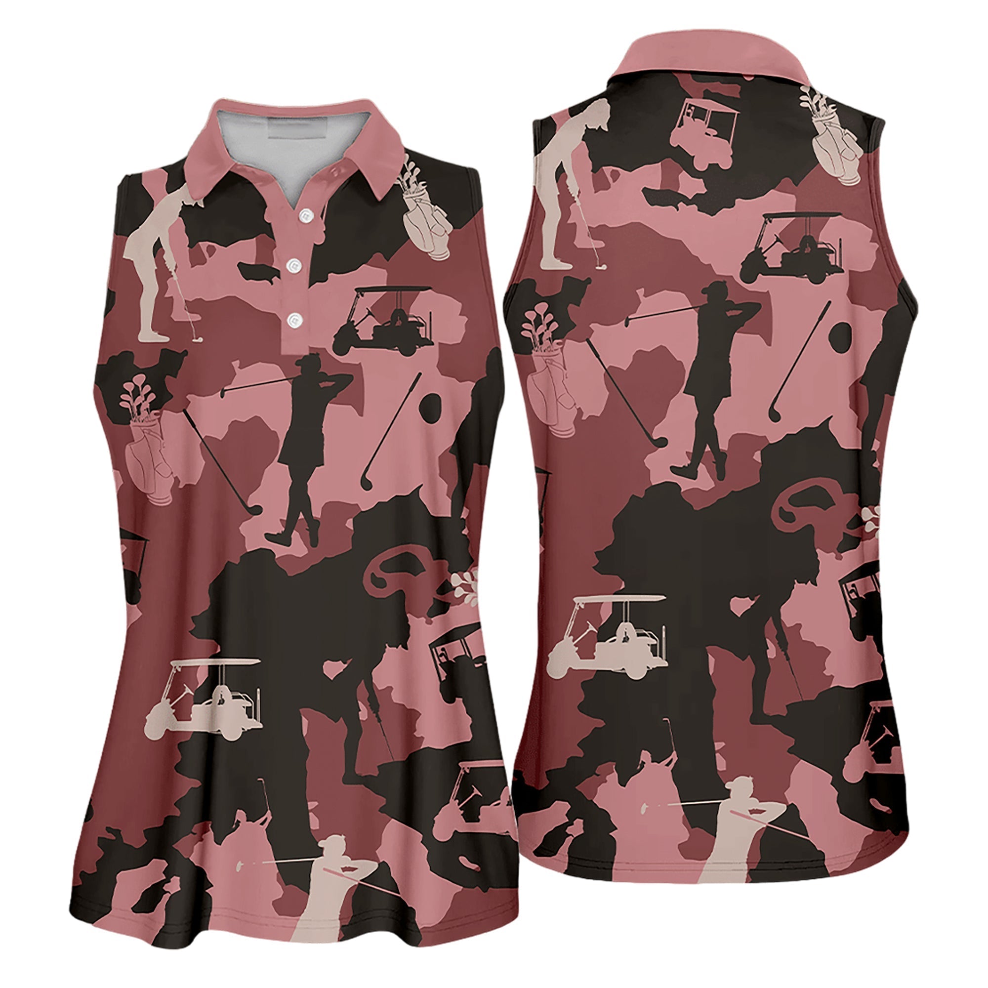 Golf Girl Camouflage Golfer Gift Color Sleeveless Polo Shirt, Short Sleeve Polo Shirt For Women