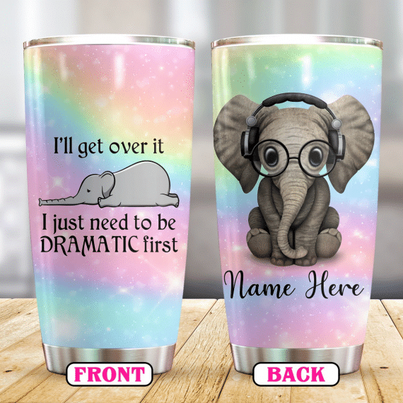 Rainbow Elephant Personalized Gift For Lover Day Travel Tumbler All Over Print Size 20Oz – 30Oz