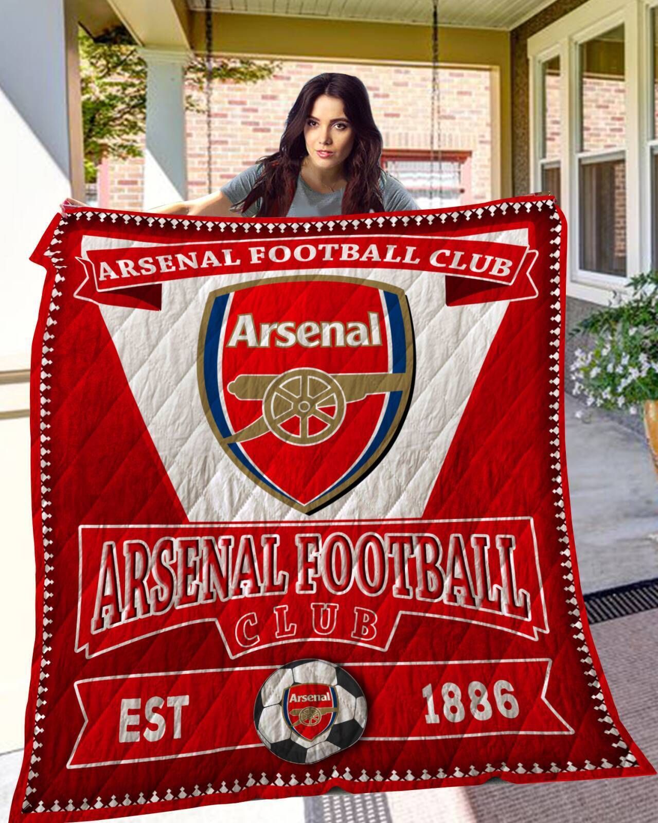 Arsenal Football Club 3D Quilt Blanket, Fleece Blanket