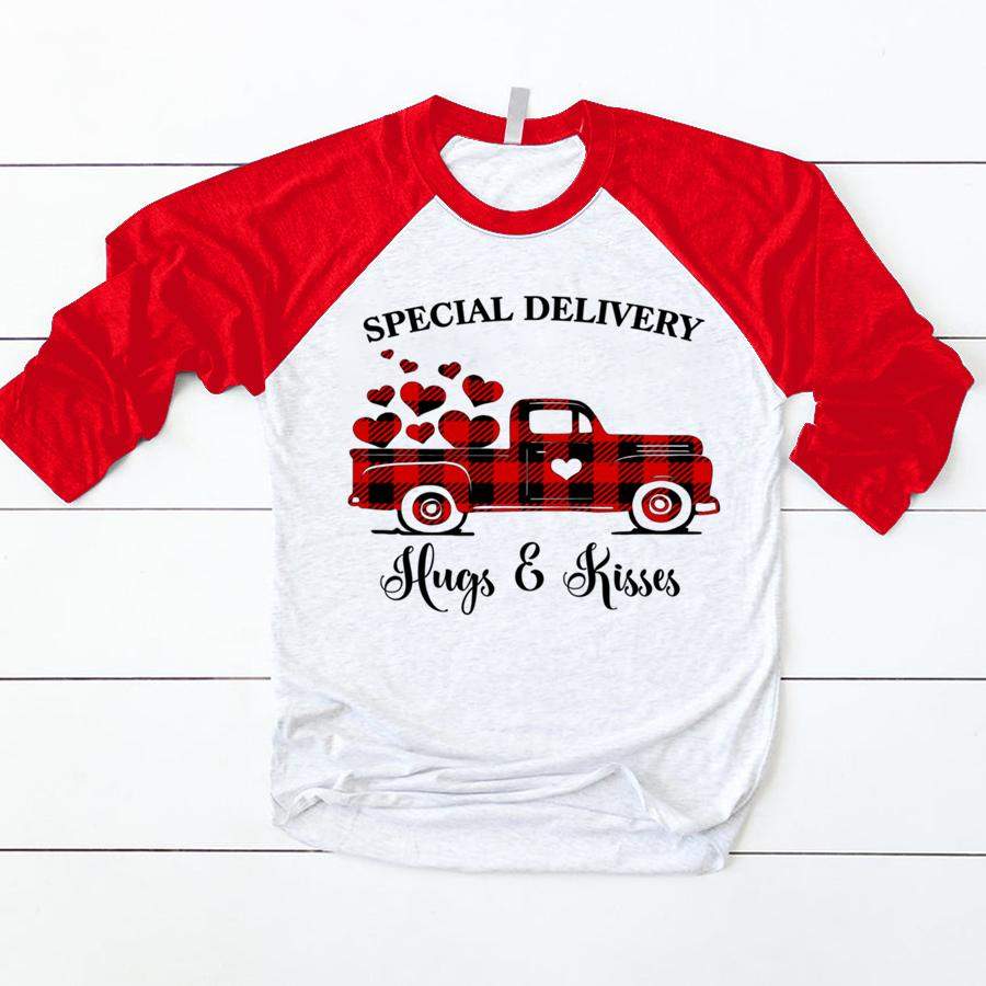 Special delivery Hugs kisses Shirt, Valentines buffalo plaid Truck Shirt