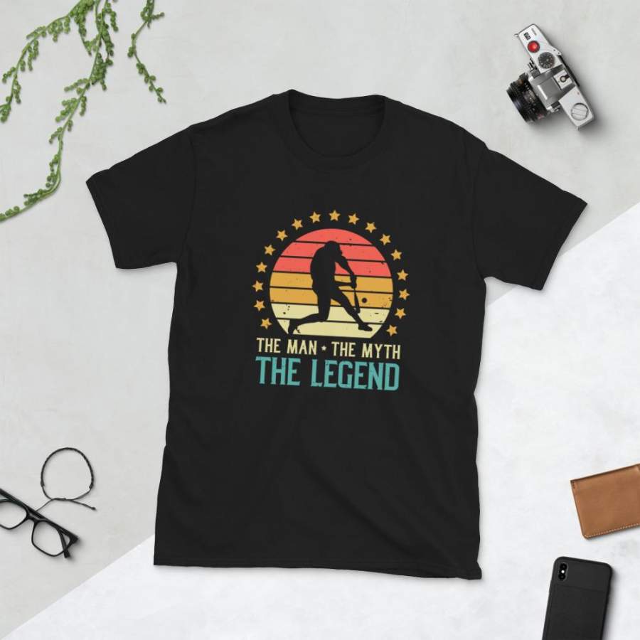 The Man The Myth The Legend Baseball T-Shirt for Men Vintage Baseball Player Graphic Coach Team Shirt Father’s Day Gift S-3XL Unisex Tee