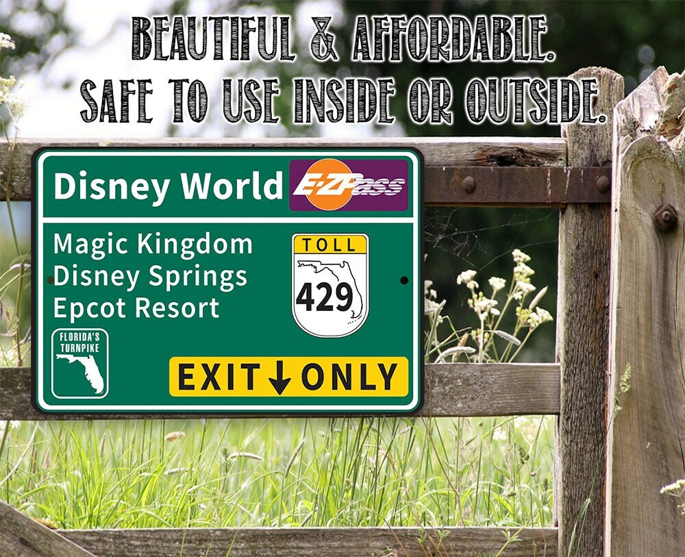 Disney World Road Metal Sign Magic Kingdom Epcot Resort Exit Sign-Use Indoor/Outdoor-8″ x 12″ or 12″ x 18″ Aluminum Tin Awesome Metal Poster