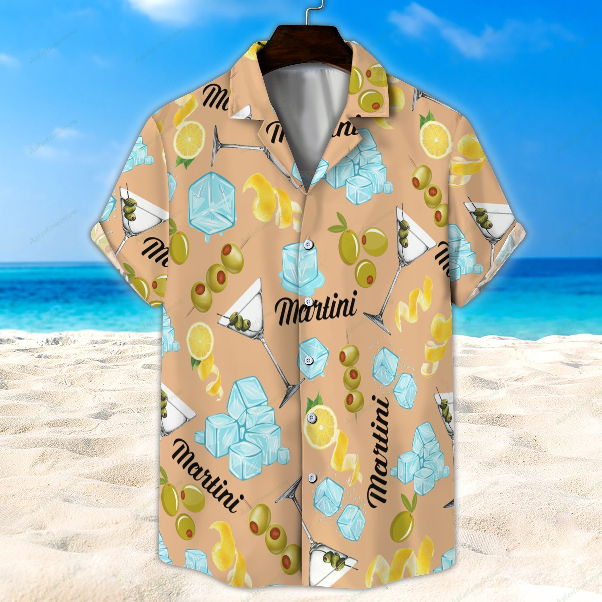 Martini Light Orange Unisex Hawaiian Shirt Beach Cocktail Hawaiian Ha7019