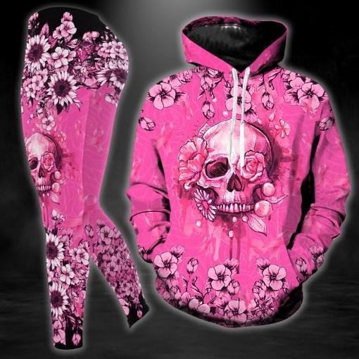 Pink Skull 3D Hoodie Legging Set Combo