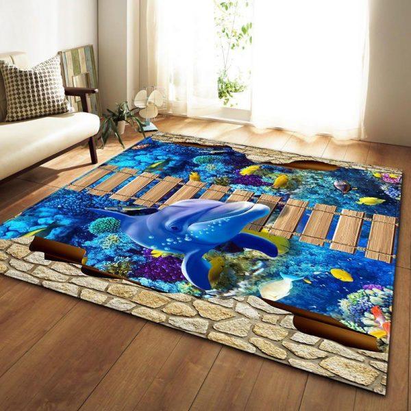 Cute Dolphin Home Decor Rectangle Area Rug