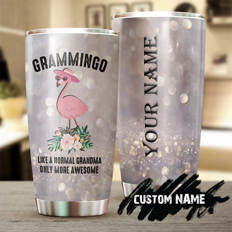 Flamingo Like Normal Grandma But More Awesome Personalized Tumbler-Grandma Tumbler-Birthday Gift Christmas Gift For Grandmother Grandma