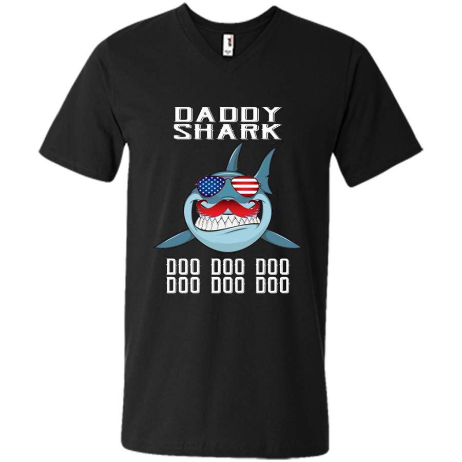 Daddy Shark Doo Doo Doo 1 – Canvas Unisex V-Neck Shirt