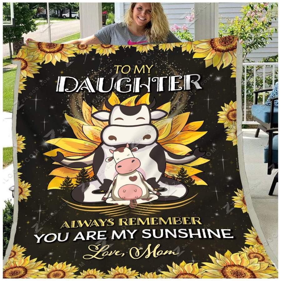 Mom Gift For Daughter You Are My Sunshine Cow Blanket