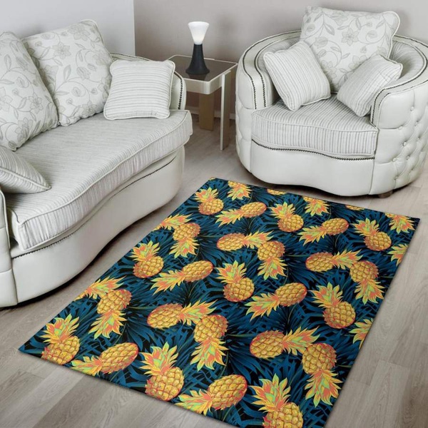 Golden Pineapple Edm Hawaiian Print Area Rug