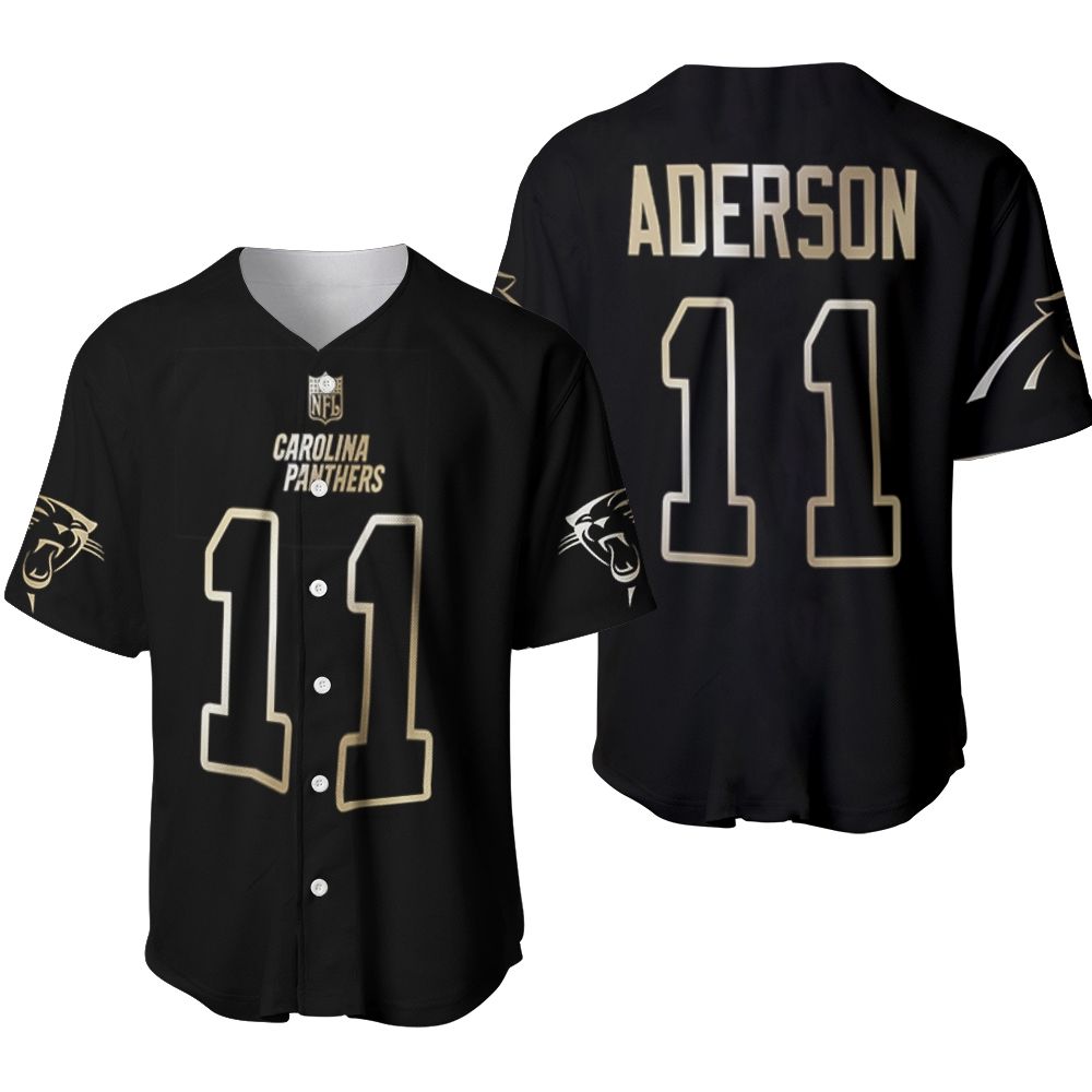 Carolina Panthers Robby Anderson #11 NFL Great Player Black Golden Brandedition Vapor Limited Jersey Style Gift For Panthers Fans Baseball Jersey