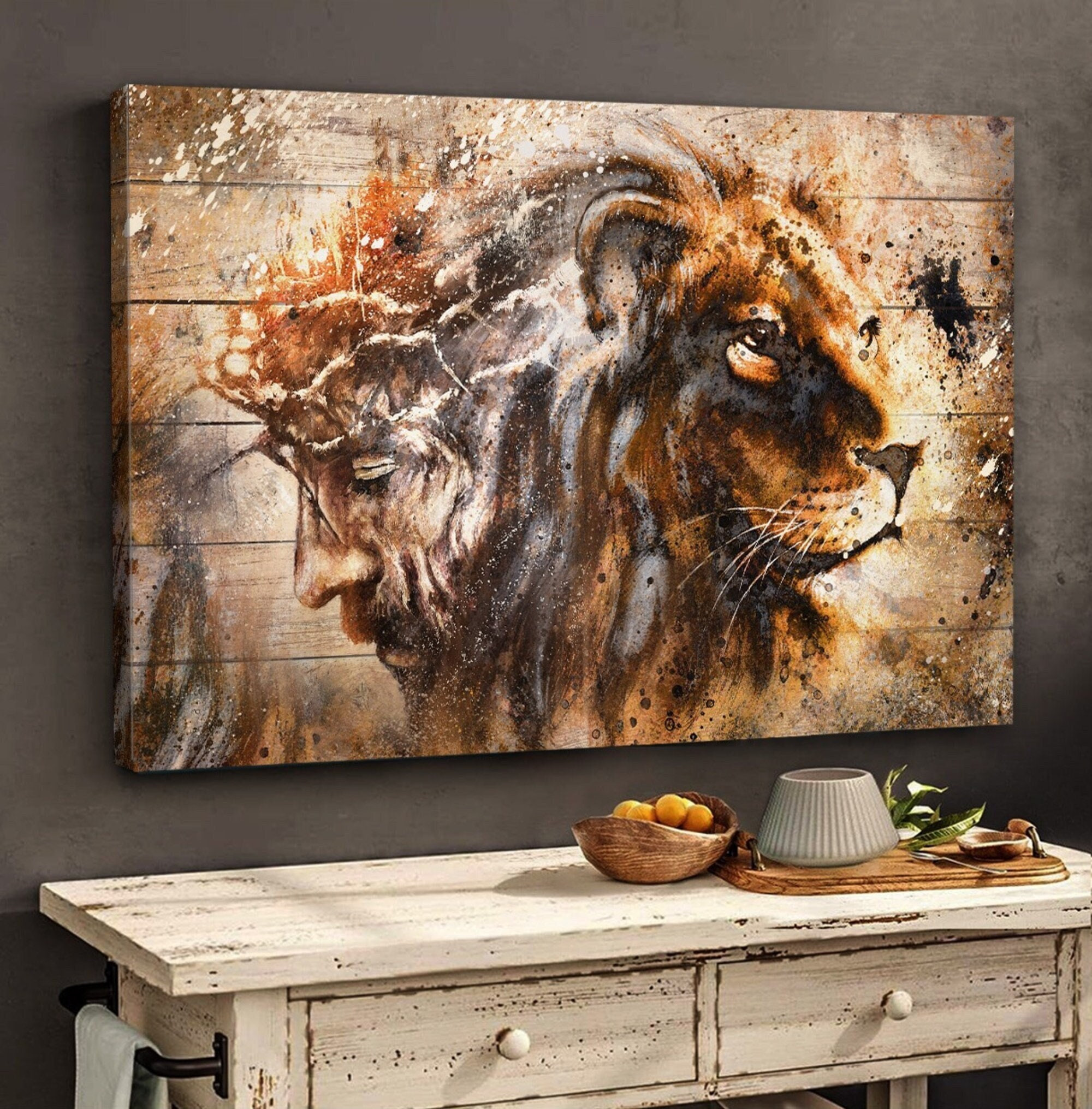 Jesus Canvas, Lion Canvas, Jesus And Lion Canvas, Christian Canvas, God Canvas – Canvas Prints | Birthday, Thanksgiving, Christmas Gift