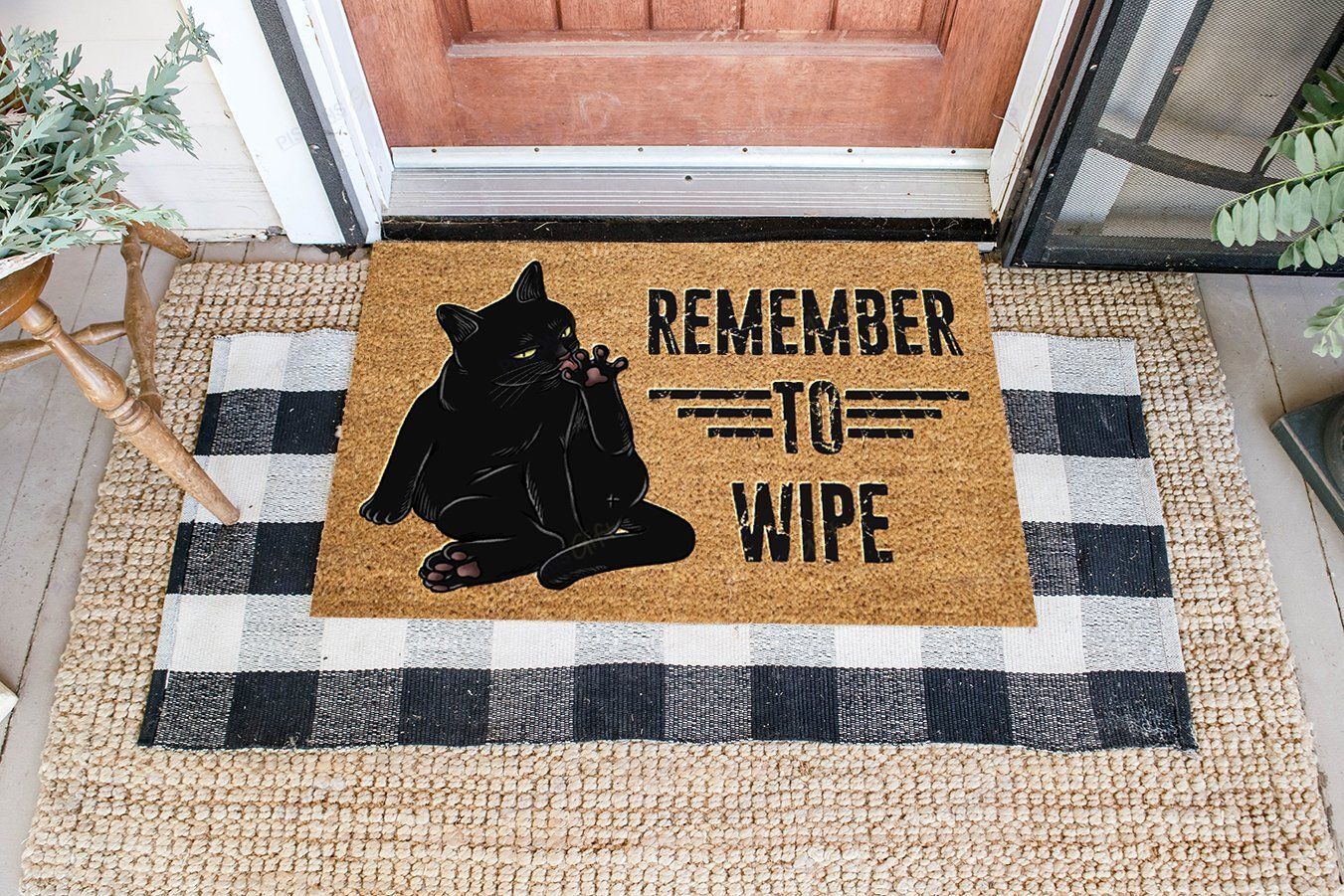 Remember To Wipe Coir Pattern All Over Printing Doormat