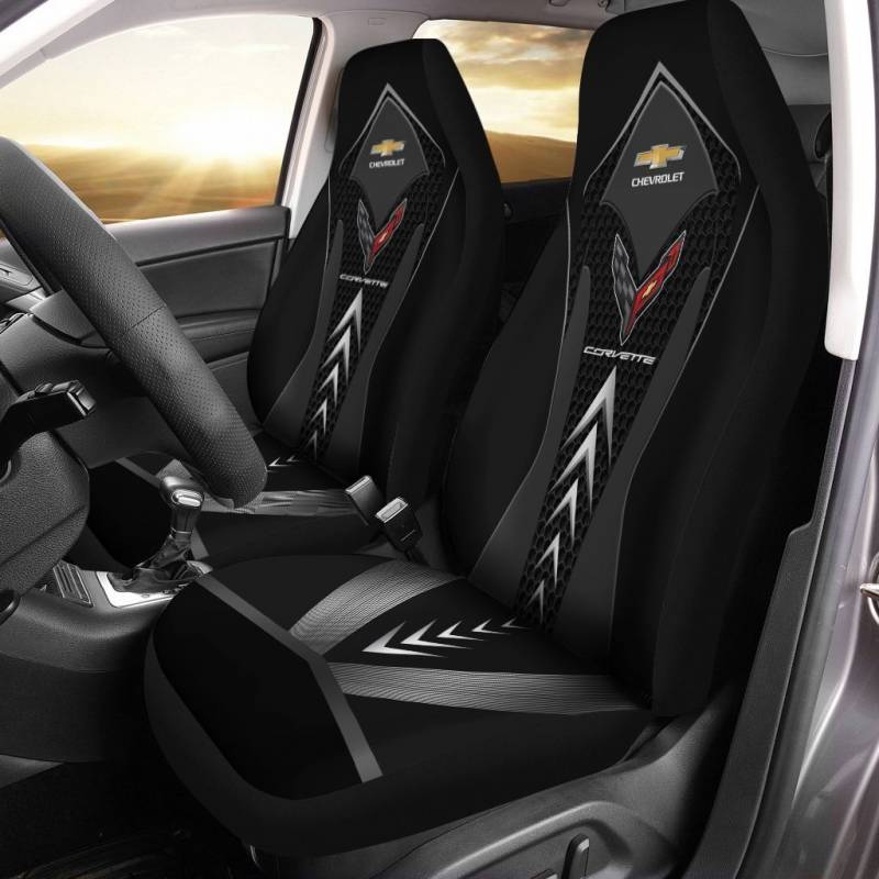 Chevrolet Corvette NTA Car Seat Cover (Set of 2) Ver 2 (Black)