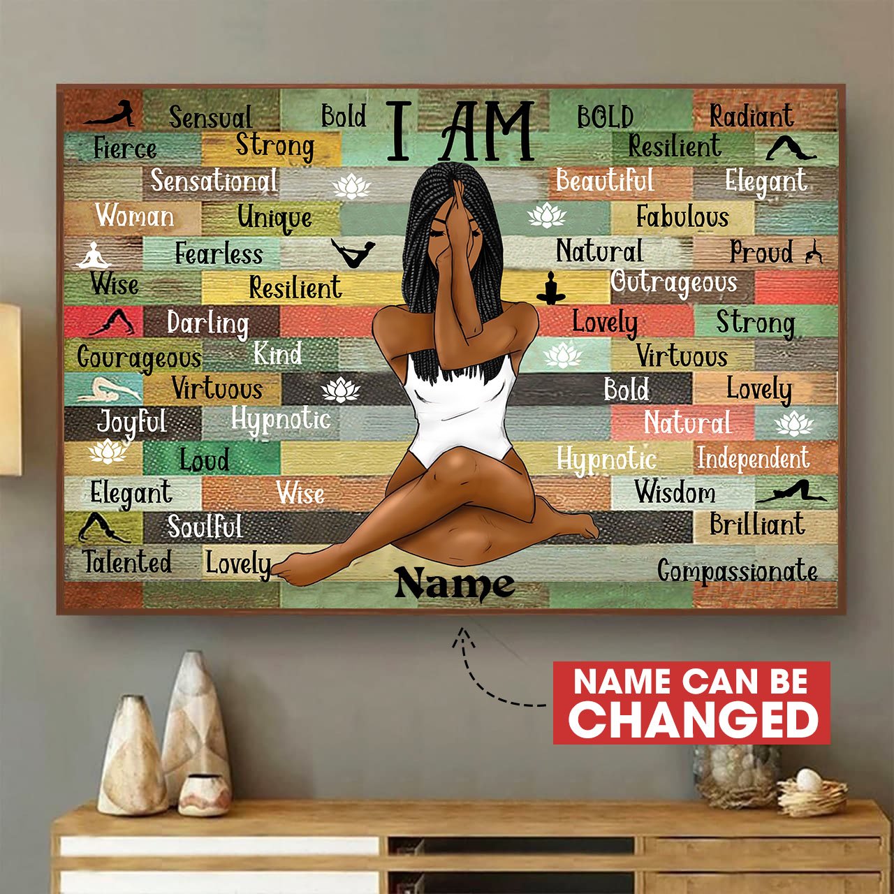 Black Woman Beautiful Canvas Personalized Painting Art 3D Home Decoration Gift Idea