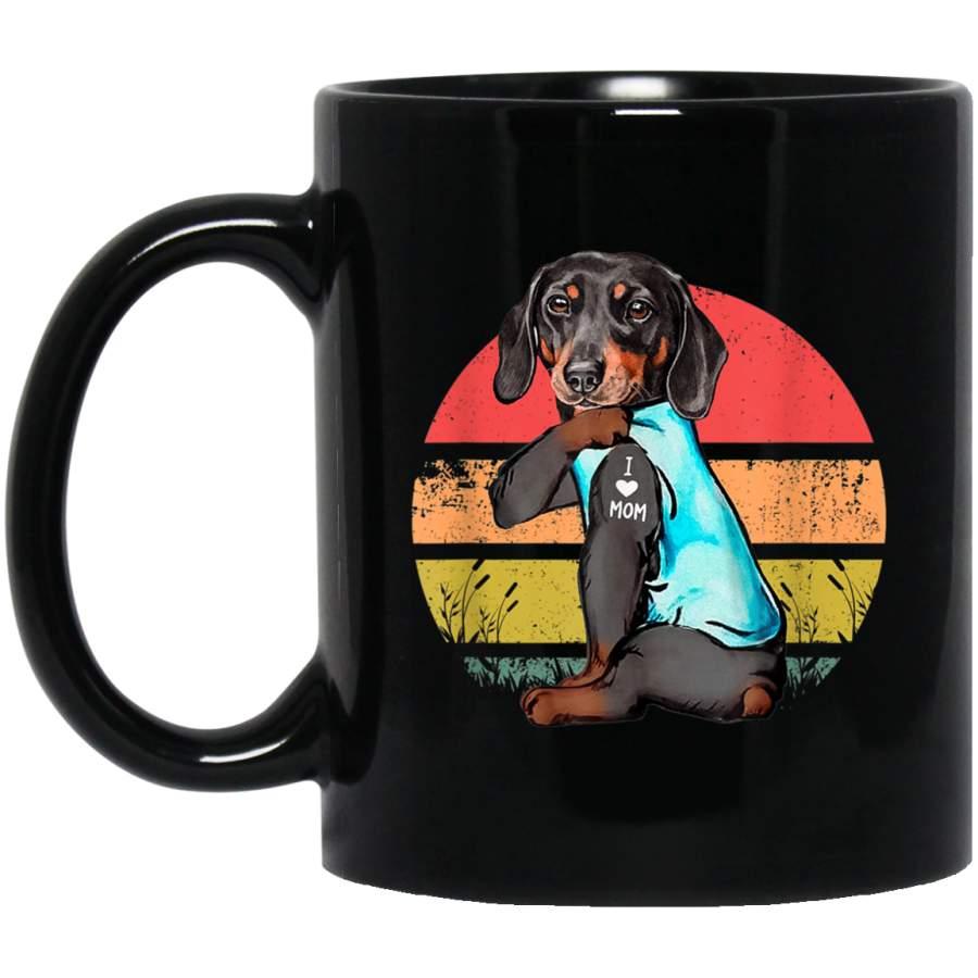 Vintage Dachshund Dog Tattoo I Love Mom Gifts Mug