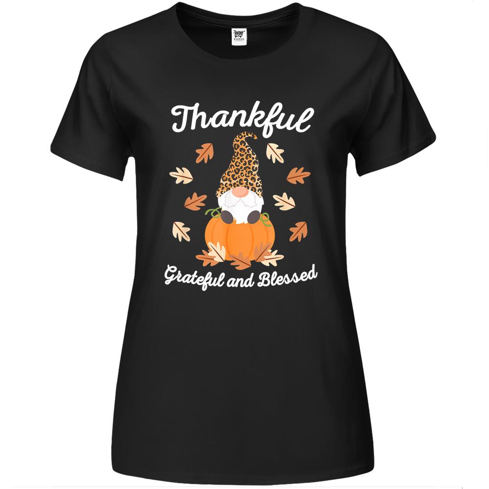 Cute Thanksgiving Gnome Leopard Gnomes Fall Pumpkin Women Premium Womens T Shirts