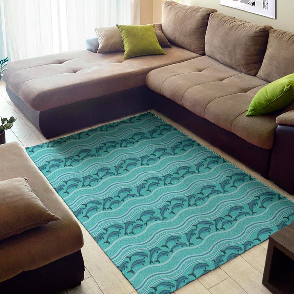 Boho Dolphin Pattern Print Area Rug