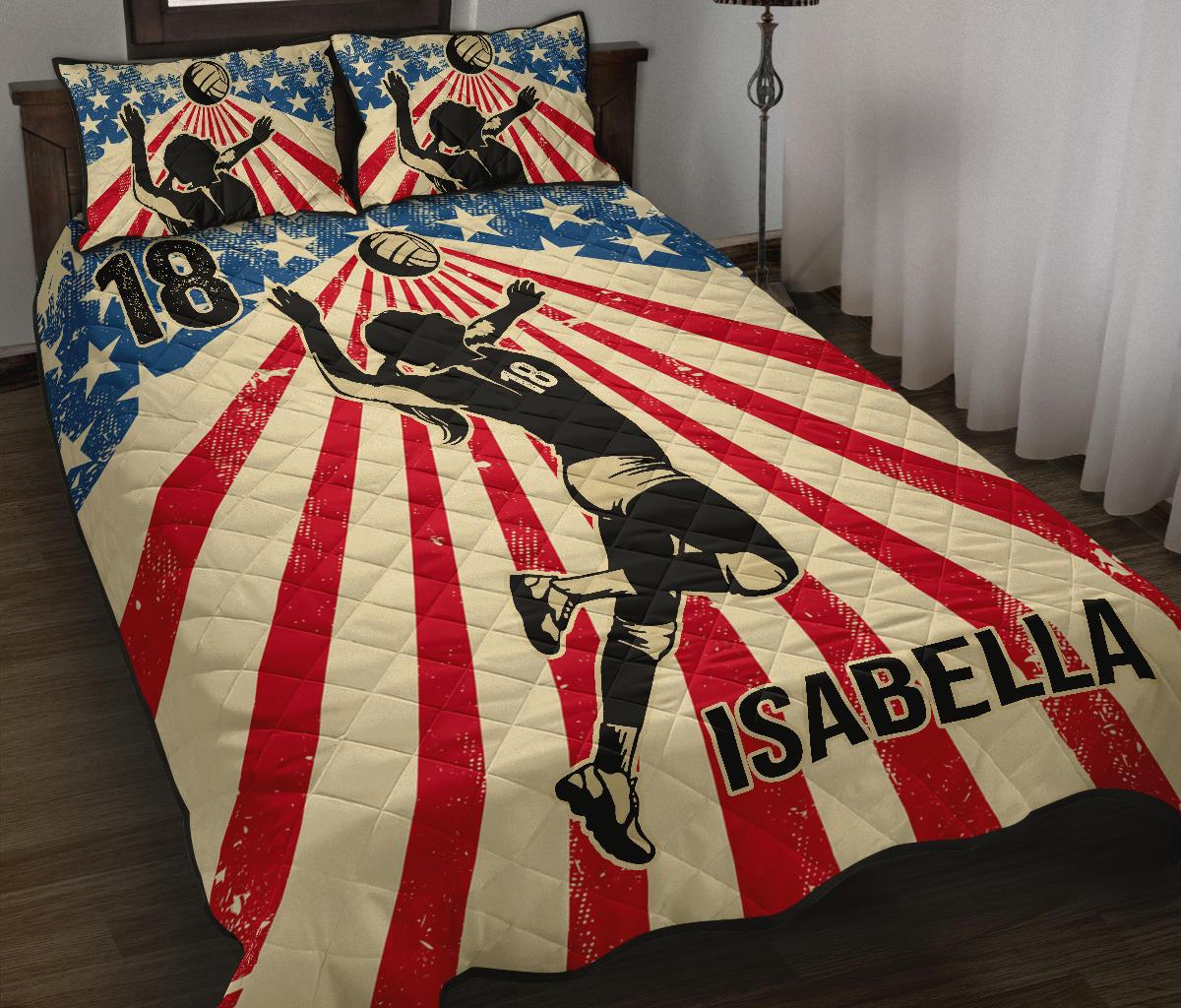 Volleyball Custom Flag Quilt Bedding Bed Set & Pillow Covers / NDGBVD181120