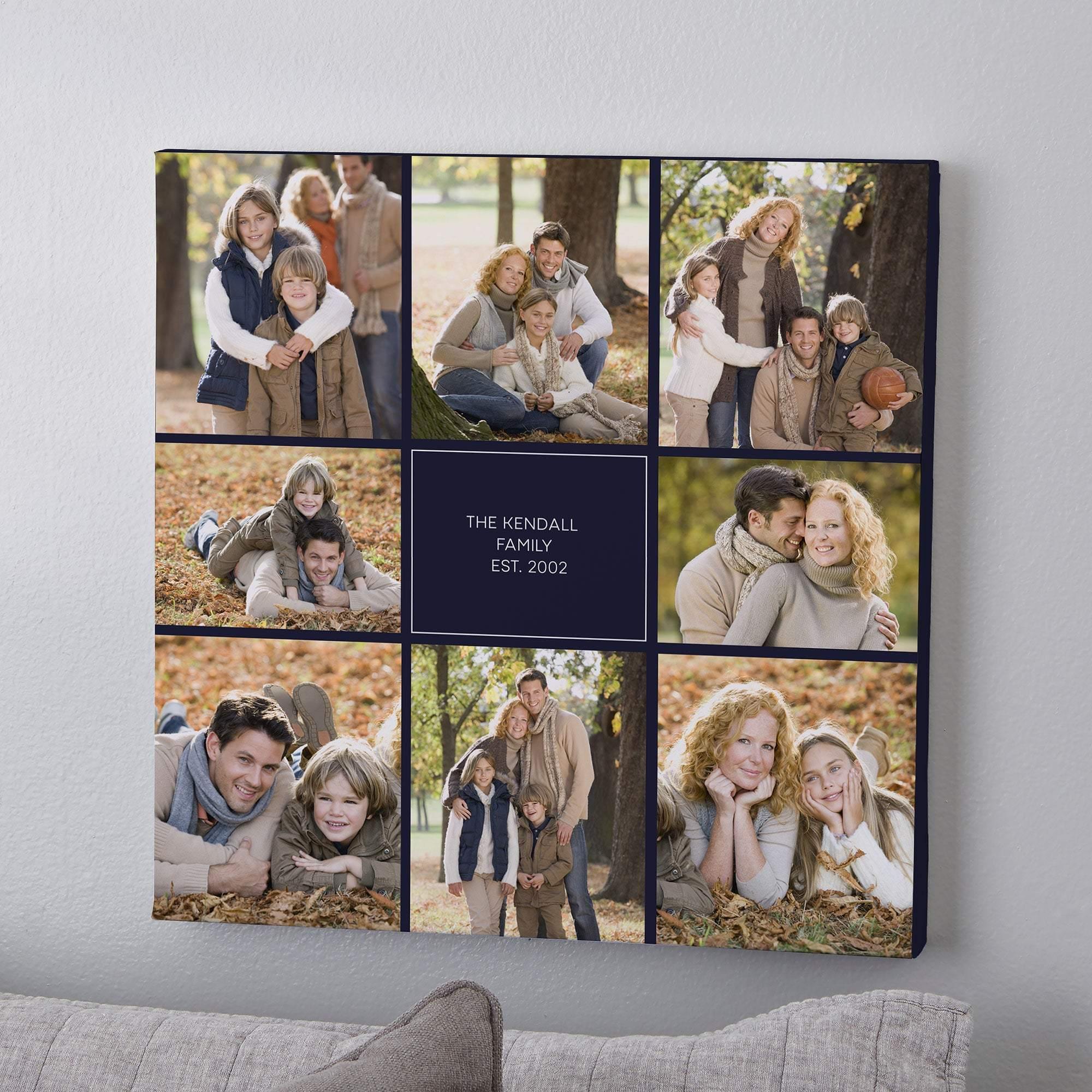 [Personalized Name, Date & Photo] Family Photomontage – Perfect Gift , Gift For Family, Best Idea Home Decor – Matte Canvas, Wall Art, Canvas Prints