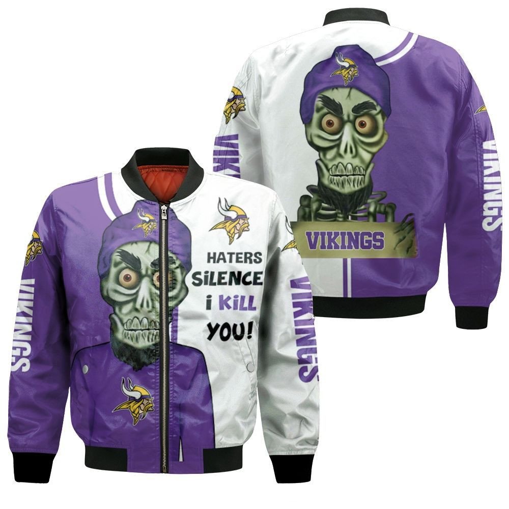 Minnesota Vikings Haters I Kill You 3D Bomber Jacket