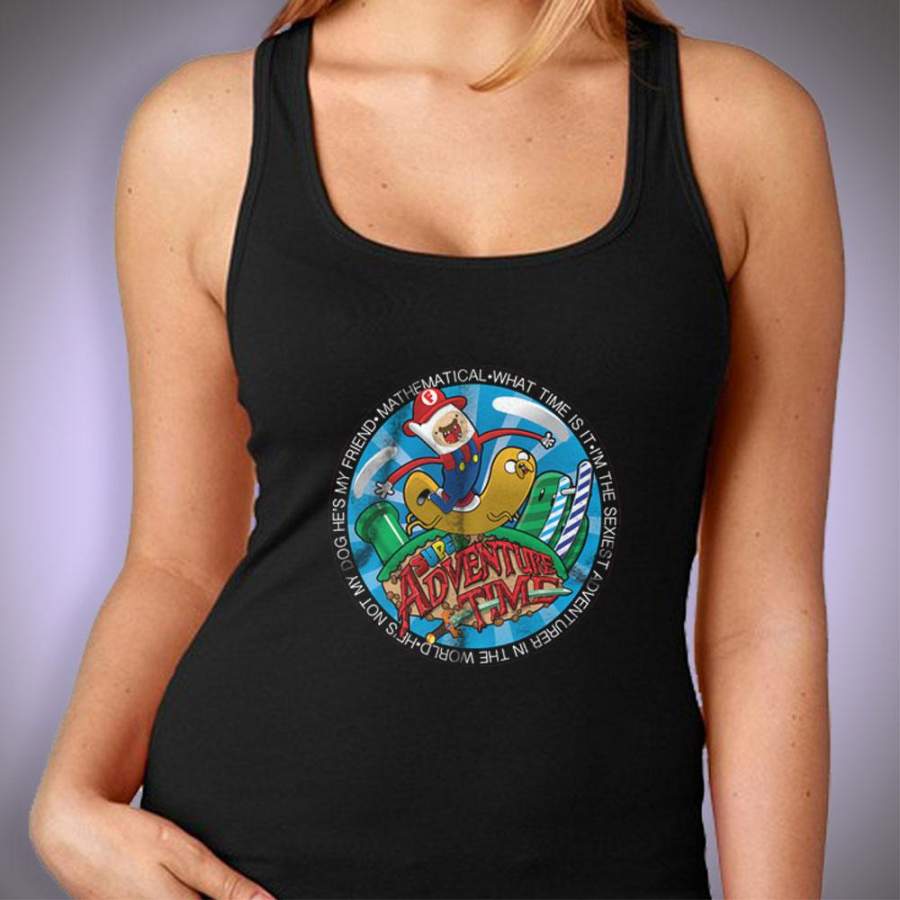 Super Mario Adventure Time Funny Parody Women’S Tank Top