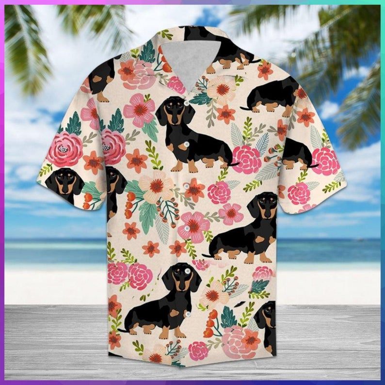 Dachshund Flower Multicolor Best Design Hawaii Shirt Ha108184