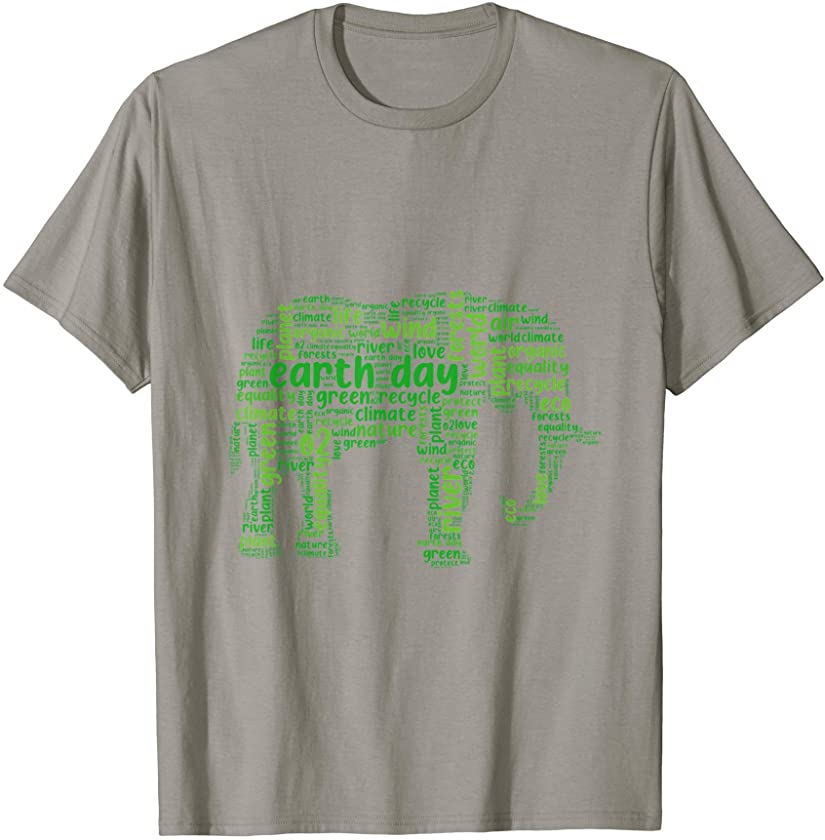 Nn Earth Day Typography Tree Funny Elephant Animal T-Shirt